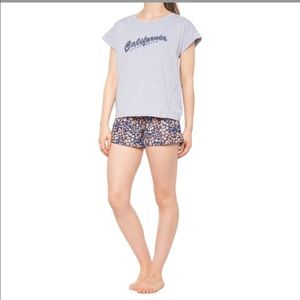 🆕 Lucky Brand Graphic T-Shirt and Shorts Set Blue & gray